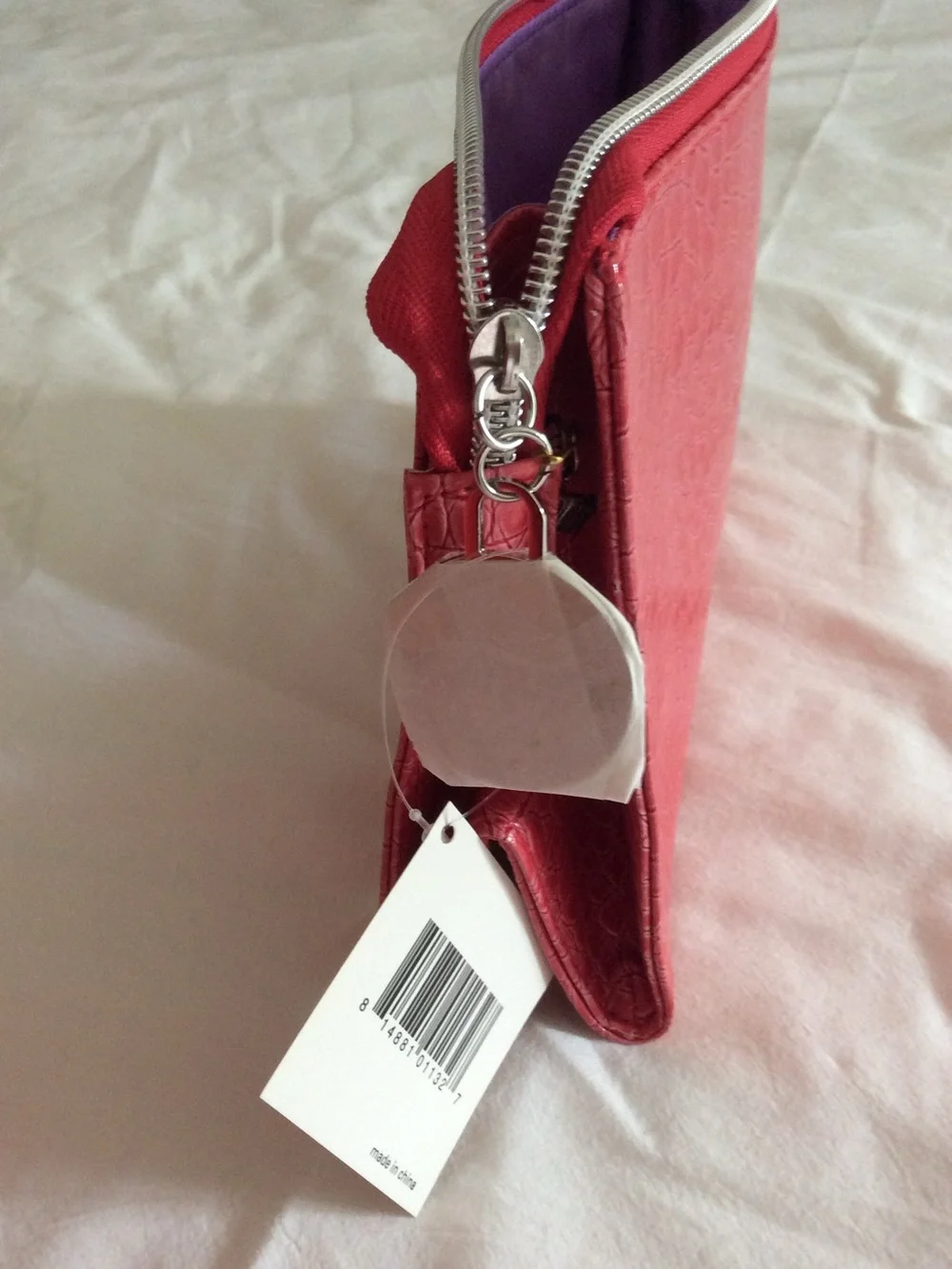 Women's Croc-Embossed Pink Zip Pouch- Nordstrom - NWT